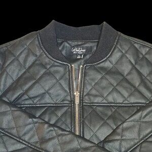 Coffee Shop "New York" Women's Diamond Quilted Faux Leather Bomber Jacket
